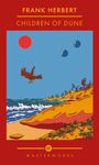 "FRANK HERBERT, CHILDREN OF DUNE, MASTERWORKS." Illustration: Rote Sonne, zwei Monde, Wüste, Meer, fliegender Vogel.