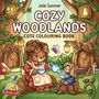"Jade Summer: Cozy Woodlands, Cute Colouring Book." Illustration: Bär mit Blumenkranz schenkt sitzender Maus Tee ein.