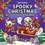 "Jade Summer Spooky Christmas Cozy Colouring Book" steht oben. 

Es ist eine niedliche Illustration mit einem Skelett-Rentier, das einen Schlitten mit einem weihnachtlich gekleideten Bären zieht, Geister und Lichter umgeben die Szene.