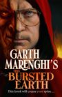 „GARTH MARENGHI'S THIS BURSTED EARTH. This book will crease your spine...“ Illustration eines Mannes in rotem Kapuzenumhang.
