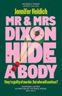 Jennifer Holdich: Mr & Mrs Dixon Hide a Body. Auto und Spaten im Zentrum mit Blutflecken auf dunklem Hintergrund.