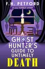 Titel: "A Ghost Hunter's Guide to Untimely Death". Raum mit Kerze, Stuhl, Pflanze, und Fenster mit Mond.