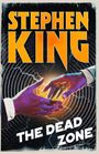 Text: "Stephen King, The Dead Zone." Zwei Hände in einem Lichtkreis, umgeben von schwarzen konzentrischen Linien. Retro-Stil.