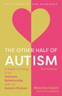 "THE OTHER HALF OF AUTISM" Buchcover in Pink und Gelb mit einem halbierten Herzmotiv.