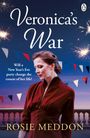 "Veronica's War", "Will a New Year's Eve party change the course of her life?", "Rosie Meddon". Frau in rotem Kleid, Feuerwerk.