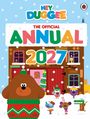 Text: "HEY DUGGEE THE OFFICIAL ANNUAL 2027." Illustration von fröhlichen cartoonartigen Tieren im Schnee.