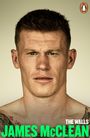 Texte: "THE WALLS", "JAMES McCLEAN". Ein Mann mit kurzem Haar und ernster Miene. Oben rechts ein Pinguin-Logo.