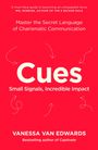 „Cues: Small Signals, Incredible Impact“ von Vanessa Van Edwards. Roter Hintergrund, weiße Schrift.