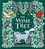Text: "The Wish Tree, Zanna Goldhawk". Illustration: Ein Hase umgeben von Blättern, Beeren, Eule und Eichhörnchen.