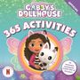 „365 Activities“, „Gabby's Dollhouse“, „DreamWorks“, „Official“. Illustration eines Mädchens mit Katzenohren und einer Katze.