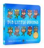 "Ten Little Vikings" in großer, weißer Schrift auf blauem Hintergrund. Niedliche Wikinger-Illustrationen darunter.