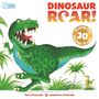Text: "Dinosaur Roar!" und "Celebrating 30 Roaring Years!". Illustration eines grünen Dinosauriers in einer Dschungelszene.