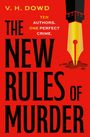 "V.H. Dowd, TEN AUTHORS. ONE PERFECT CRIME. THE NEW RULES OF MURDER." Eine Illustration mit einem Füller, der Tinte vergießt.