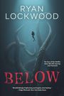 Text: "RYAN LOCKWOOD BELOW". Ein Taucher umgeben von riesigen Tentakeln in dunklem Wasser.