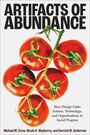 "Artifacts of Abundance" mit Untertitel über Design, Wissenschaft, Technologie. Bild von Tomaten an Stielen.