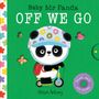 Text: "Baby Mr Panda OFF WE GO", "Push, pull and slide!", "Steve Antony". Illustration: Ein Panda mit Helm hält einen Apfel.