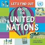 Text: „Let's Find Out About the United Nations“. Eine bunte Illustration mit Heißluftballon und Menschen in verschiedenen Szenen.
