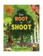 „From Root To Shoot: The Story of Forests“ in einer Waldillustration mit Tieren und Bäumen.