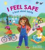 „I Feel Safe - A Book about Safety.“ Kinder spielen bei sonnigem Wetter im Park, ein Mädchen hebt die Hand.