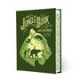 „The Jungle Book & Just So Stories Rudyard Kipling“. Illustration eines Jungen auf einem Bären im Dschungel.