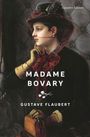 "Signature Editions, MADAME BOVARY, GUSTAVE FLAUBERT." Eine Frau mit Hut, Feder und Handschuhen, sitzt nachdenklich.