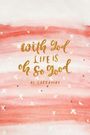 Text: "With God, life is oh so good - Al Carraway". Aquarellartige rote Streifen mit weißen Kreuzen im Hintergrund.