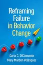 Text: "Reframing Failure in Behavior Change. Carlo C. DiClemente, Mary Marden Velasquez." Bunte Papierkugeln und Flugzeug.