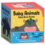 "Baby Animals. Baby Block Books" steht auf der Box. Sie zeigt Illustrationen von Tieren, darunter ein Nilpferd.