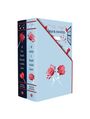 Zwei Buchrücken mit Titeln: "if he had been with me" und "if only I had told her" von laura nowlin, rote Rosenillustrationen.