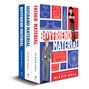„BOYFRIEND MATERIAL“, „HUSBAND MATERIAL“, „FATHER MATERIAL“, Alexis Hall. Grafik mit Figuren.