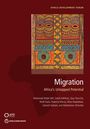 Titel: Migration: Africa's Untapped Potential. Illustration mit bunten Mustern und Gesichtern auf orangenem Hintergrund.