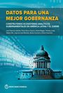 "DATOS PARA UNA MEJOR GOBERNANZA" in großen Buchstaben, darunter Text über analytische Ökosysteme in Lateinamerika. Unten ein stilisiertes Gebäude und Binärcode.