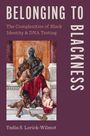 "Belonging to Blackness" in großen Buchstaben, darunter Kinder und ein Erwachsener in einem kunstvollen, klassischen Stil.