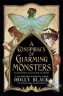 "A Conspiracy of Charming Monsters" steht in der Mitte. Elfenwesen mit Flügeln und fantasievollen Kostümen umrahmen den Text.