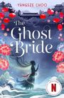 „Yangsze Choo: The Ghost Bride“. Silhouette einer Frau, blumiger Hintergrund, rote Laternen, „A Netflix Series“ Logo.