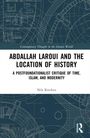 Das Buchcover zeigt: "Abdallah Laroui and the Location of History" von Nils Riecken, mit technischen Zeichnungen im Hintergrund.
