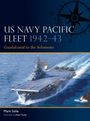 Text: "US Navy Pacific Fleet 1942-43, Guadalcanal to the Solomons." Illustration: Flugzeugträger auf See.