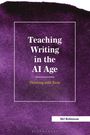Text: "Teaching Writing in the AI Age: Thinking with Tools" von MJ Robinson. Lila Hintergrund, schlichter Stil.