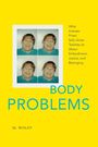 „Body Problems: What Intersex Priest Sally Gross Teaches Us About Embodiment, Justice, and Belonging. M. Wolff.“ Vier Bilder einer lachenden Person auf gelbem Hintergrund.