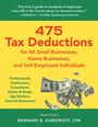 "475 Tax Deductions" Buchcover, gelber Hintergrund, fliegende Dollar-Scheine, von Bernard B. Kamoroff, CPA.