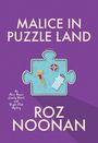 "Malice in Puzzle Land" von Roz Noonan. Illustration: Puzzle-Stück als Pool mit Schwimmerin, Ring und Luftmatratze.