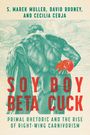 Text: "S. Marek Muller, David Rooney, and Cecilia Cerja. Soy Boy Beta Cuck: Primal Rhetoric and the Rise of Right-Wing Carnivorism." 

Ein klassisches Gemälde eines muskulösen Mannes, der Fleisch hält.