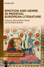 "Emotion and Genre in Medieval European Literature" oben, "Studies in Medieval and Early Modern Culture" unten. Illustration: Zwei Menschen in mittelalterlicher Kleidung sitzen unter Rosenranken.