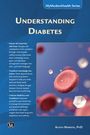 Texte: "Understanding Diabetes", "Austin Mardon, PhD". Zentral ein rotes Blutkörperchen und Glukosemoleküle auf blauem Hintergrund.