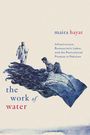 Texte: "maira hayat", "the work of water", "Infrastructure, Bureaucratic Labor, and the Postcolonial Promise in Pakistan". Illustration: Zwei Personen auf einem Wasserstrom.