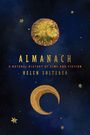 Text: "ALMANACH. A Natural History of Time and Fiction. Helen Solterer." Illustration: Sonne, Mond, Sterne auf dunkelblauem Hintergrund.