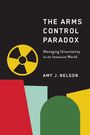 „The Arms Control Paradox: Managing Uncertainty in an Insecure World“ von Amy J. Nelson. Atomzeichen, bunte Formen.
