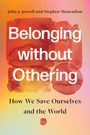 "Belonging without Othering: How We Save Ourselves and the World." Hintergrund in warmen, verwischten Rottönen.