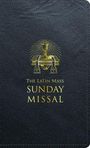 "The Latin Mass Sunday Missal" in Gold auf schwarzem strukturierten Hintergrund. Goldenes Kelch-Emblem darüber.