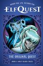 „ElfQuest: The Original Quest, Book 3: Wolf Blood Caged“. Illustration von zwei Elfen, einer mit blauem, einer mit weißem Haar.